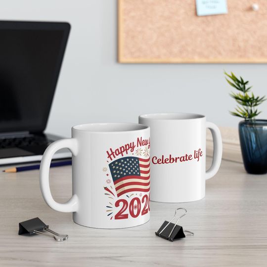 Happy New Year 2026 Celebration Mug | Ceramic Coffee Cup