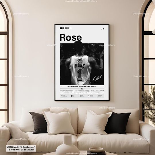 Derrick Rose Poster, NBA MVP Winner, Chicago Bulls Basketball Print, Basketball Wall Art, Bulls Decor, Derrick Rose Artwork, NBA Gift