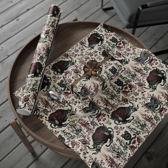 Krampus Wrapping Paper | Dark Holiday Folklore | Alternative Xmas Spooky
