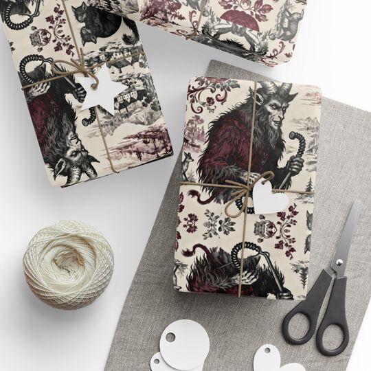 Krampus Wrapping Paper | Dark Holiday Folklore | Alternative Xmas Spooky