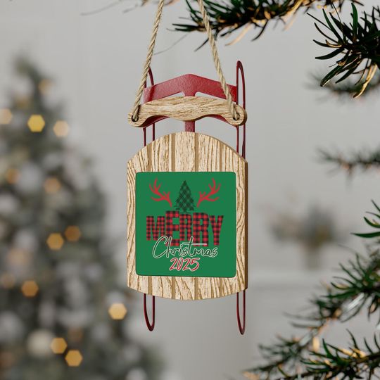 Personalized Sled Christmas Ornament, Holiday Decor