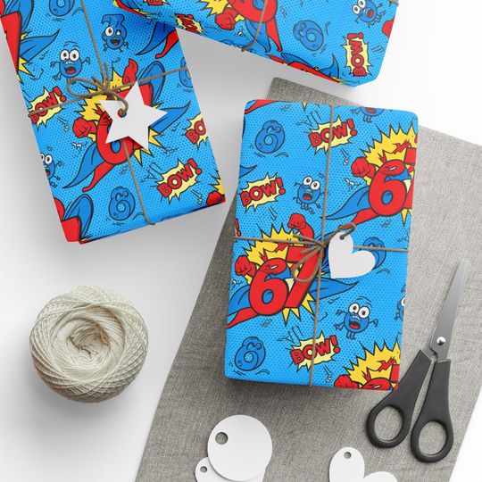 67 Wrapping Paper | Six-Seven Comic inspired Gift Wrap | Gen Alpha Meme Present Wrap | Funny six seven Design