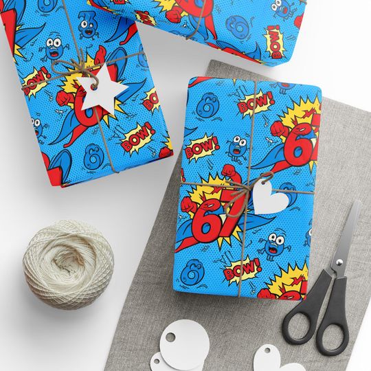 67 Wrapping Paper | Six-Seven Comic inspired Gift Wrap | Gen Alpha Meme Present Wrap | Funny six seven Design