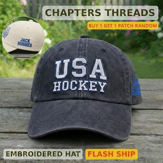 Embroidered USA 2026 Hockey Cap, USA Gold Hockey Sun Hat, Jack Hughes Brothers 86 Cap, Patriotic Fan Style, American Hockey Pride Gift