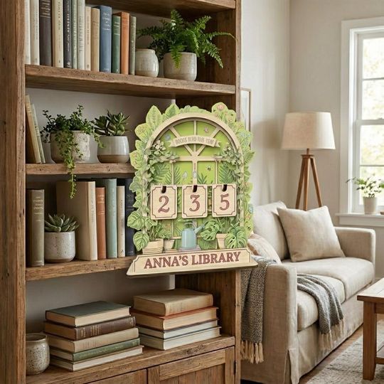Garden Style Book Tracker, Personalized Books Read This Year Sign, Custom Book Lover Gift, Reading Progress Counter, Library Decor