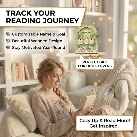 Garden Style Book Tracker, Personalized Books Read This Year Sign, Custom Book Lover Gift, Reading Progress Counter, Library Decor