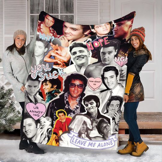 Elvis Presley Fleece Blanket, King of Rock Blanket, Rock and Roll Gift