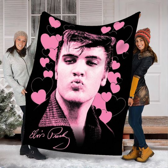 Elvis Presley Fleece Blanket, King of Rock Blanket, Rock and Roll Gift