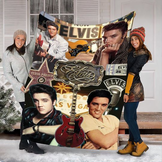 Elvis Presley Fleece Blanket, King of Rock Blanket, Rock and Roll Gift