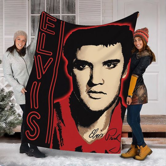 Elvis Presley Fleece Blanket, King of Rock Blanket, Rock and Roll Gift