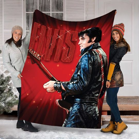 Elvis Presley Fleece Blanket, King of Rock Blanket, Rock and Roll Gift