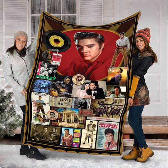 Elvis Presley Fleece Blanket, King of Rock Blanket, Rock and Roll Gift