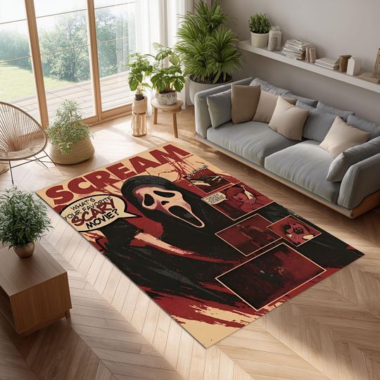 Ghostface Scream Rug: Horror Movie Halloween Decor