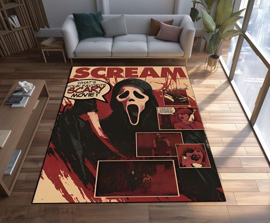 Ghostface Scream Rug: Horror Movie Halloween Decor