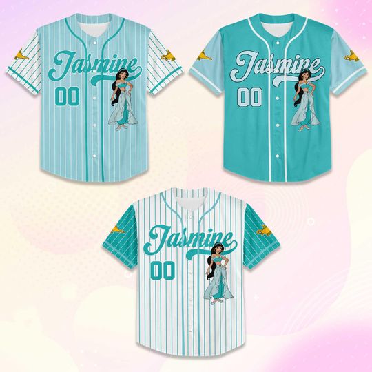 Personalized Jasmine Princess Baseball Jersey, Custom Aladdin Jersey Shirt