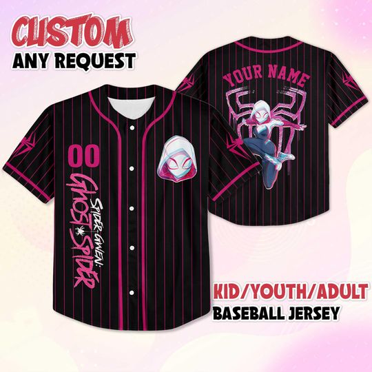 Personalized Ghost-Spider Baseball Jersey, Custom Spidey and His Amazing Friends Shirt