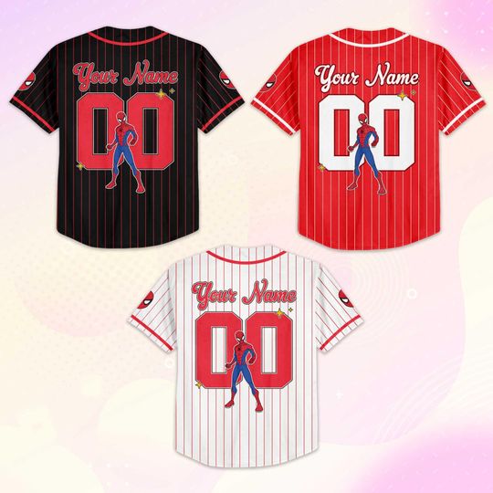 Personalized Spider-Man Baseball Jersey, Custom Superhero Shirt