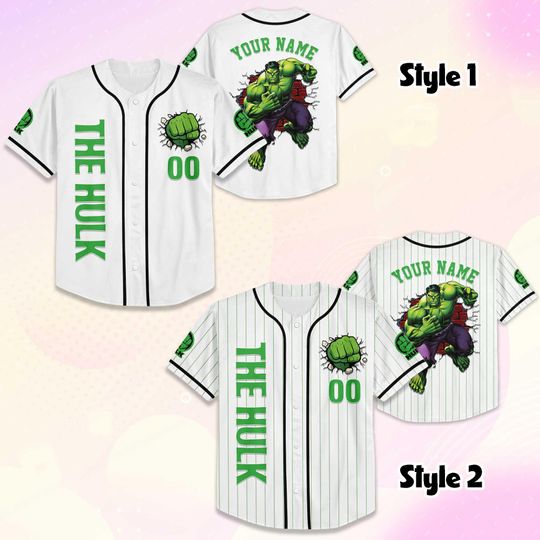 Personalized Hulk Baseball Jersey, Superhero Fan Gift