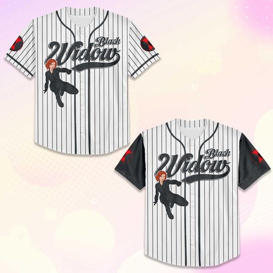Custom Black Widow Baseball Jersey, Matching Family Superhero Shirt