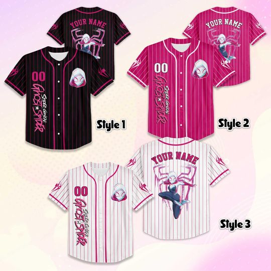 Personalized Ghost-Spider Baseball Jersey, Custom Spidey and His Amazing Friends Shirt