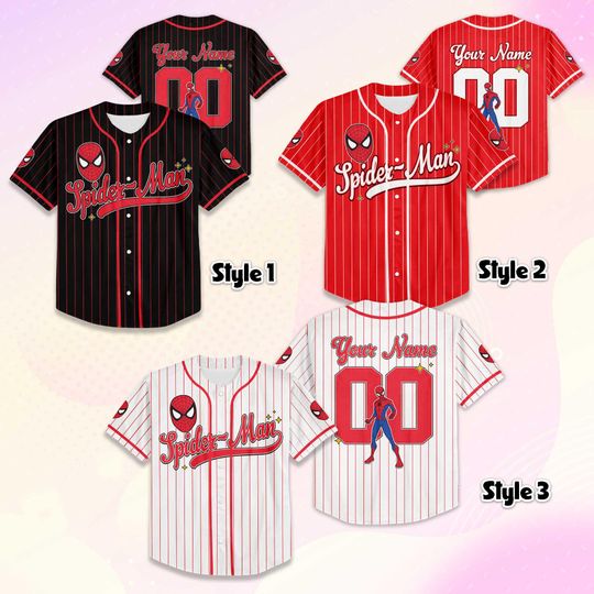 Personalized Spider-Man Baseball Jersey, Custom Superhero Shirt