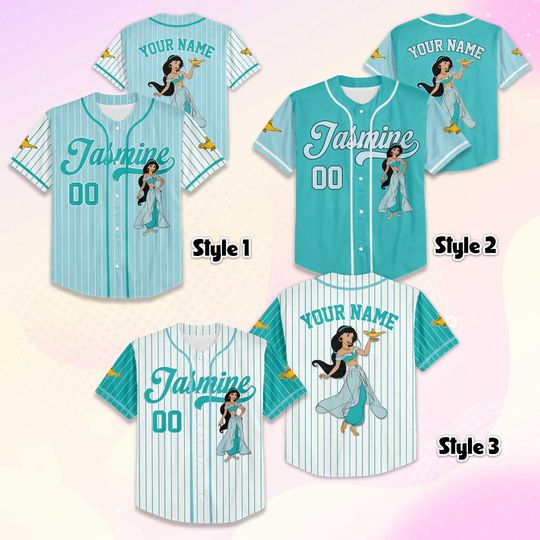 Personalized Jasmine Princess Baseball Jersey, Custom Aladdin Jersey Shirt