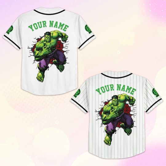 Personalized Hulk Baseball Jersey, Superhero Fan Gift