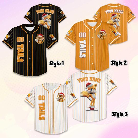 Personalized Tails Santa Baseball Jersey, Custom Sonic The Hedgehog Tails Jersey Shirt, Baseball Team Outfit, Gift For Fans