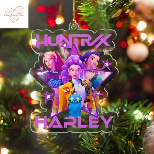 Huntrix Acrylic Ornament, Custom Name Anime Christmas Decoration, Zoey Mira Rumi Character Holiday Gift, Ornament Huntrix