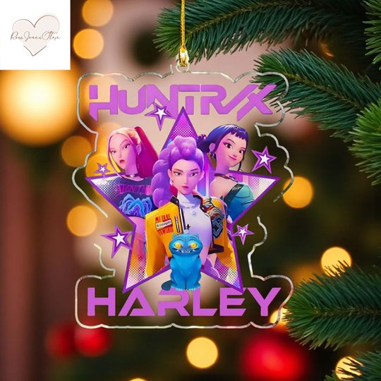 Huntrix Acrylic Ornament, Custom Name Anime Christmas Decoration, Zoey Mira Rumi Character Holiday Gift, Ornament Huntrix