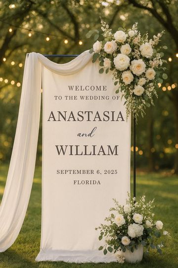 Personalized Wedding Welcome Sign | Custom Linen Fabric Banner for Ceremony or Reception | Rustic Boho Wedding Decoration