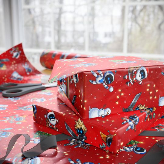 Astro Bots Holiday Heroes Wrapping Paper | Cloud, Ratchet, Aloy & More!