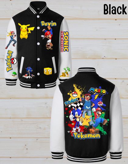 Sonic  poket mons  Mario Youth Varsity Jacket