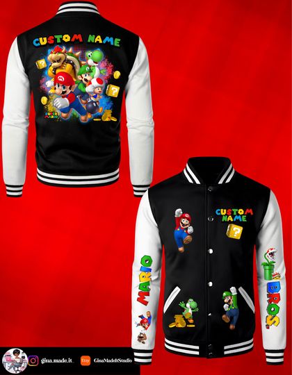 Custom Mario Brothers Youth Varsity Jacket