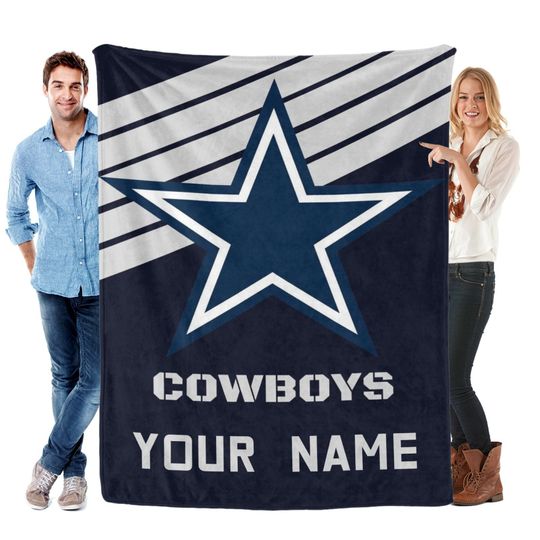 Personalized Dallas Cowboys Flannel Blanket, Football Gift