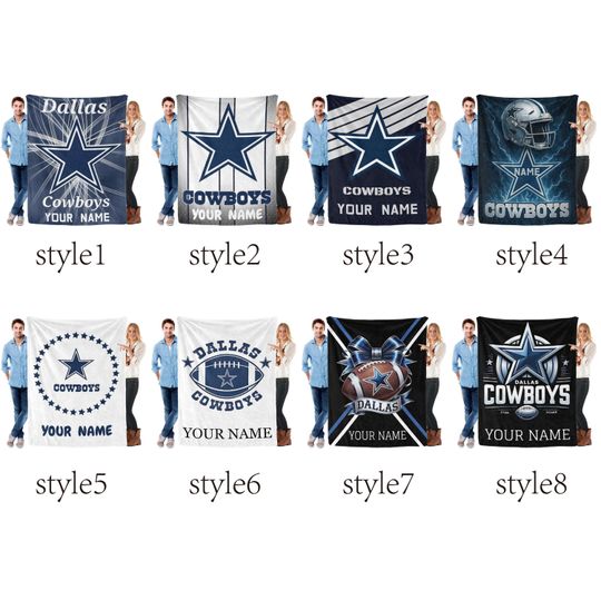 Personalized Dallas Cowboys Flannel Blanket, Football Gift