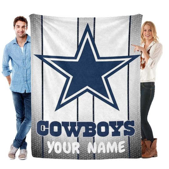 Personalized Dallas Cowboys Flannel Blanket, Football Gift