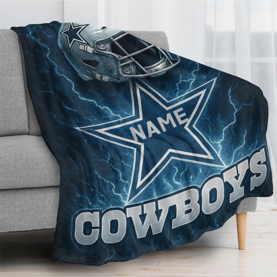 Personalized Dallas Cowboys Flannel Blanket, Football Gift