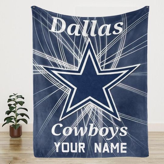 Personalized Dallas Cowboys Flannel Blanket, Football Gift