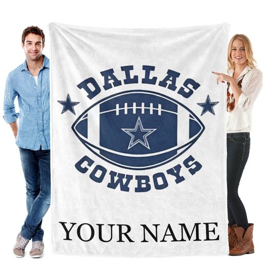 Personalized Dallas Cowboys Flannel Blanket, Football Gift