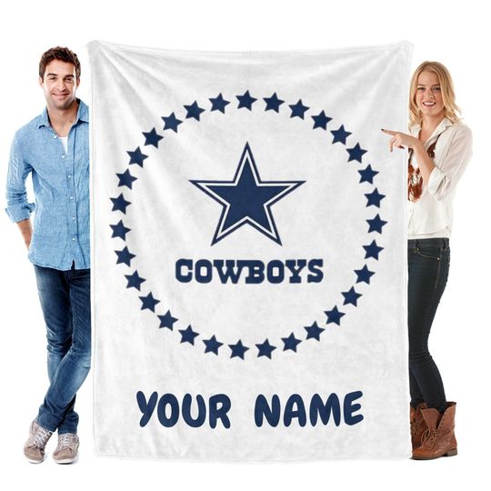 Personalized Dallas Cowboys Flannel Blanket, Football Gift