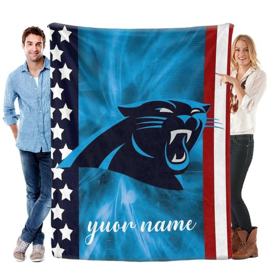 Personalized Carolina Panthers Fleece Blanket Football Gift