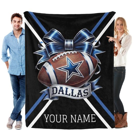 Personalized Dallas Cowboys Flannel Blanket, Football Gift
