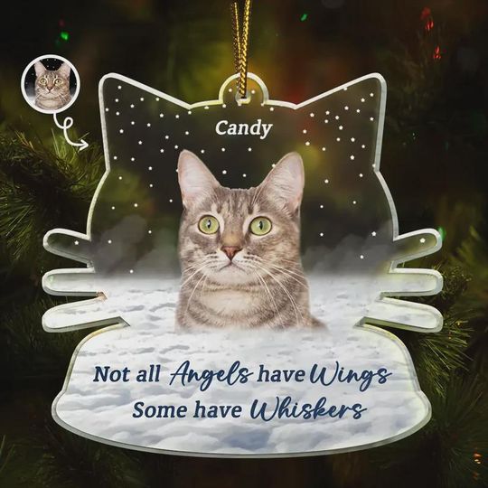 Photo Memorial Not All Angels Have Wings Cats Personalized Shaped Acrylic Ornament, Custom Acrylic Picture Ornament, Keepsake Gift