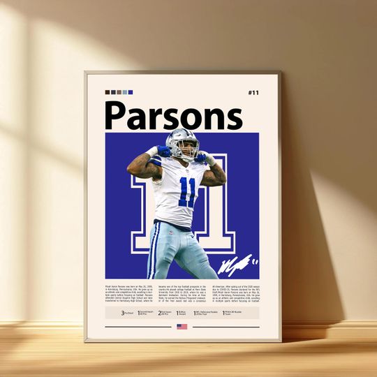 Parsons Poster, Dallas Cowboys Print, football Poster, Sports Poster, football Fans, Football Poster, football Wall Art, Sports Bedroom Posters