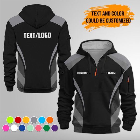 Personalized Mechanic Uniform 3DQuarter Zip Hoodie | Custom Text Name Company Logo Uniform