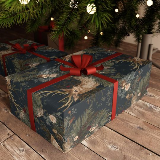 Rustic Deer Design wrapping paper, Christmas, Crafting Paper, Original Artwork, Ideal for Projects.