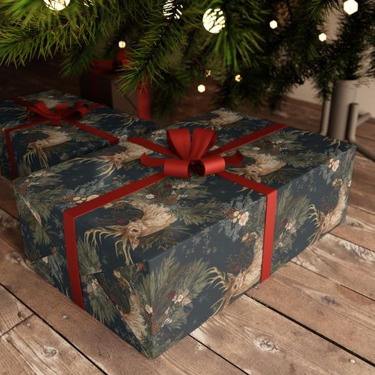 Rustic Deer Design wrapping paper, Christmas, Crafting Paper, Original Artwork, Ideal for Projects.