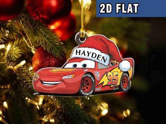 Custom Car Characters Tow Mater 2D Flat Christmas Ornament, McQueen Ornament, Tree Decor Gift