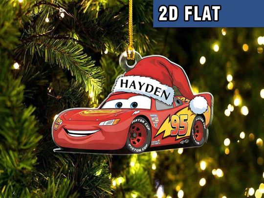 Custom Car Characters Tow Mater 2D Flat Christmas Ornament, McQueen Ornament, Tree Decor Gift